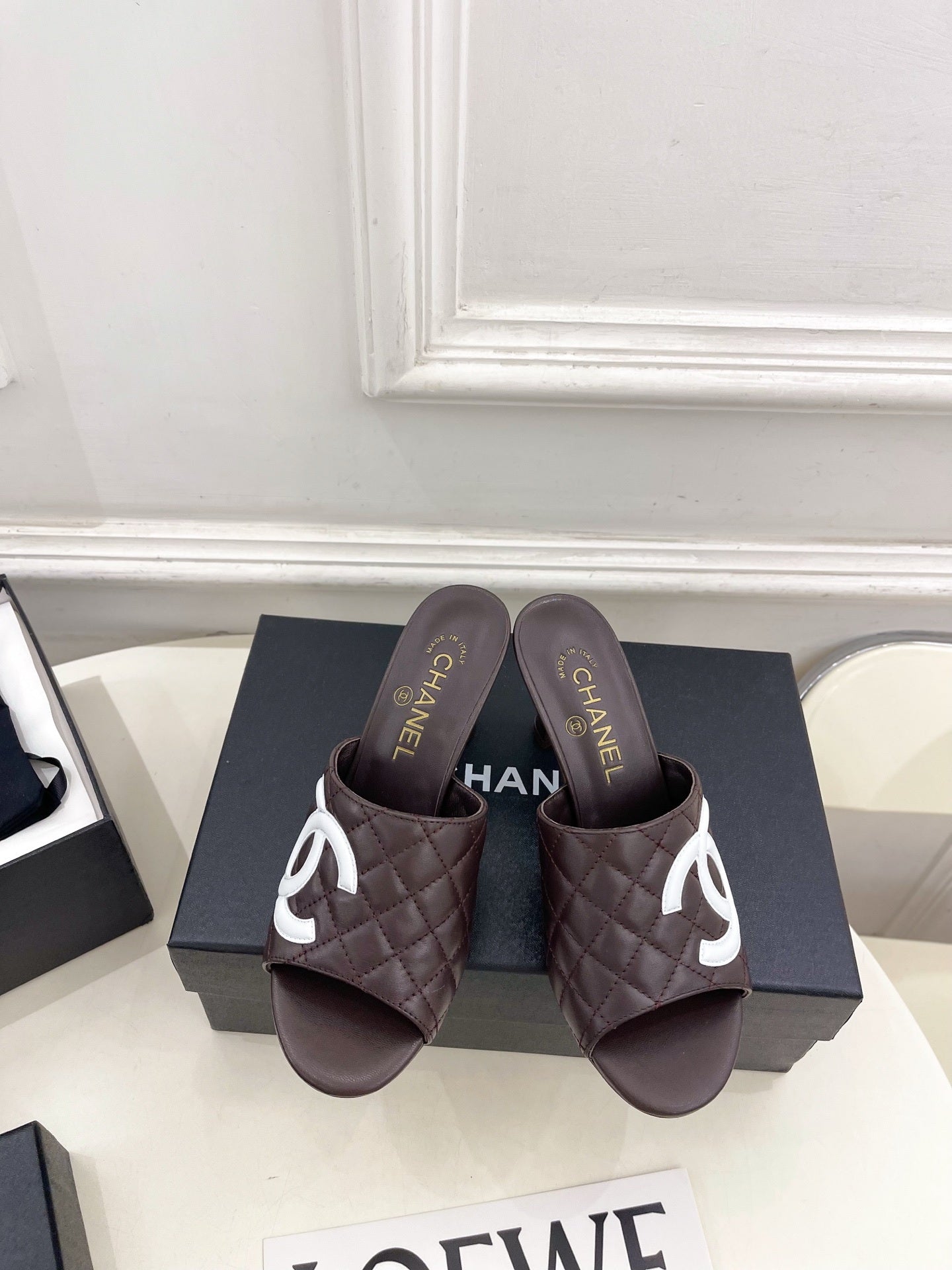 Chanel Women's Diamond-patterned Slippers 7.5cm C93339 - Euro 35=US 4 - View 1