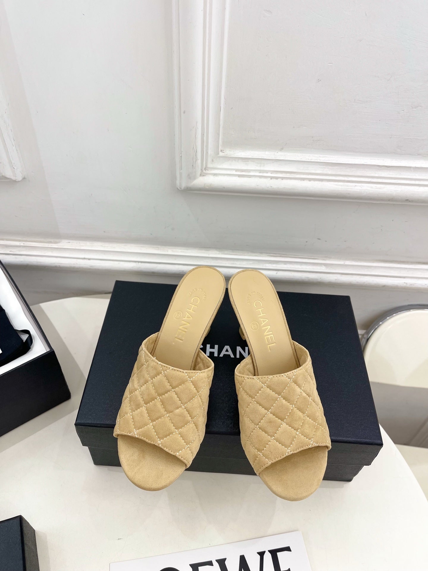 Chanel Women's Diamond-patterned Slippers 7.5cm C93343 - Euro 35=US 4 - View 1