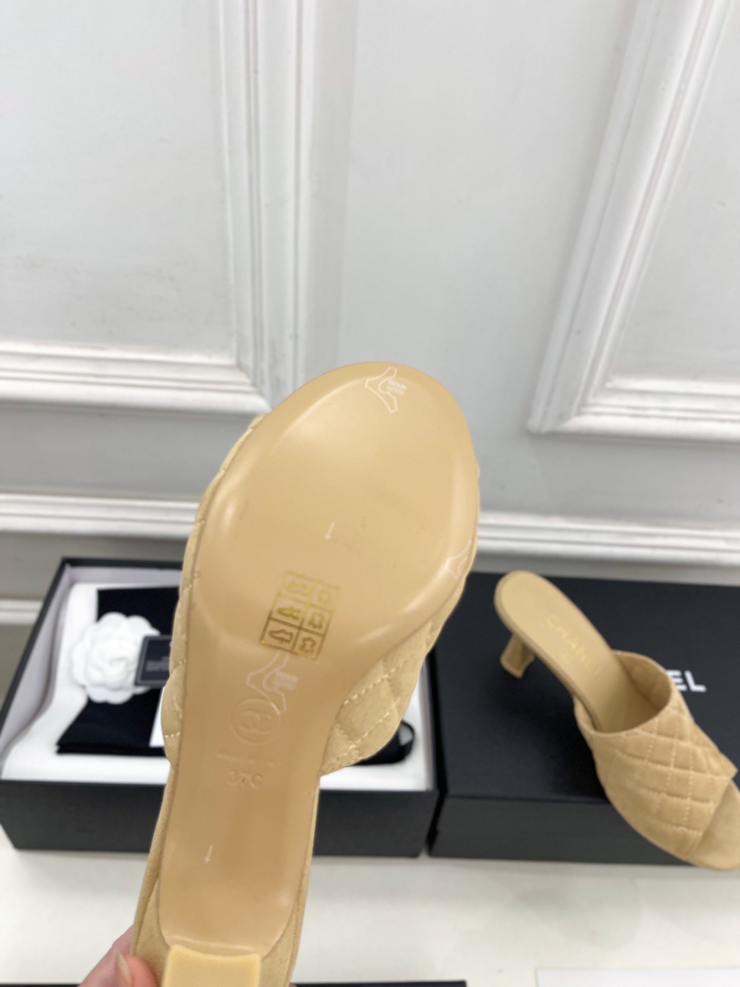 Chanel Women's Diamond-patterned Slippers 7.5cm C93343 - Euro 35=US 4 - View 9