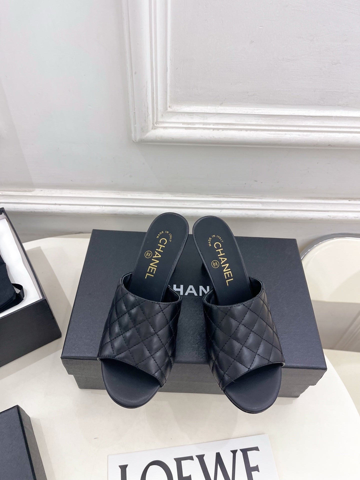 Chanel Women's Diamond-patterned Slippers 7.5cm C93344 - Euro 35=US 4 - View 1