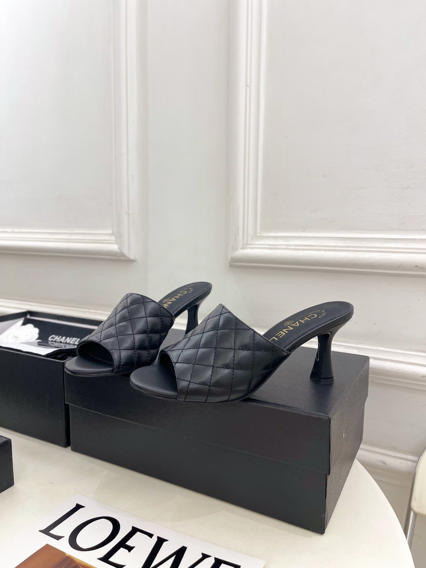 Chanel Women's Diamond-patterned Slippers 7.5cm C93344 - Euro 35=US 4 - View 3