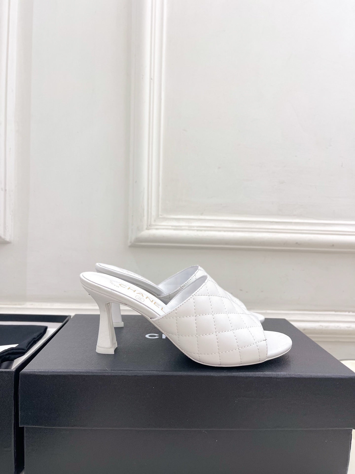 Chanel Women's Diamond-patterned Slippers 7.5cm C93345 - Euro 35=US 4 - View 2