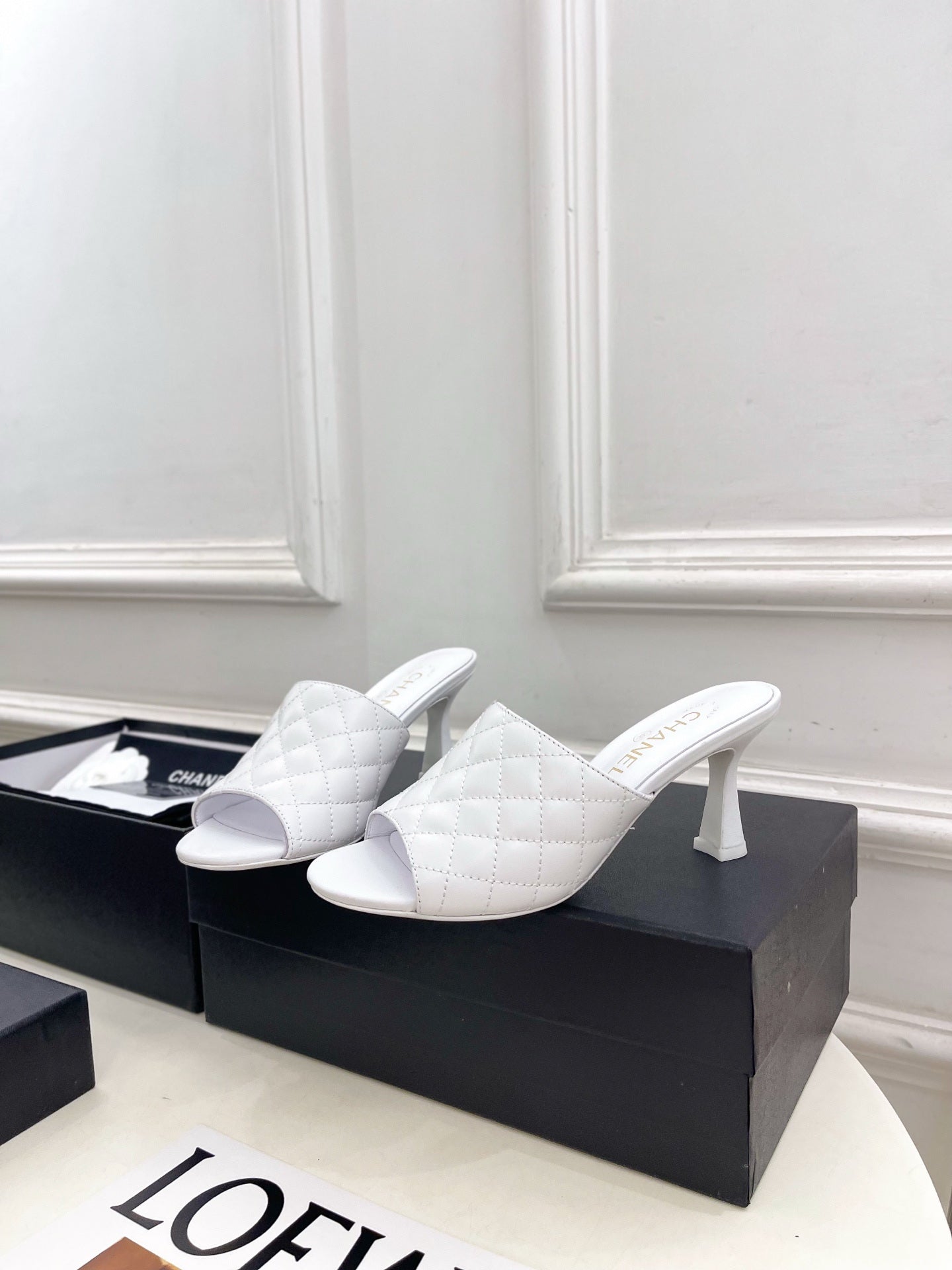 Chanel Women's Diamond-patterned Slippers 7.5cm C93345 - Euro 35=US 4 - View 3