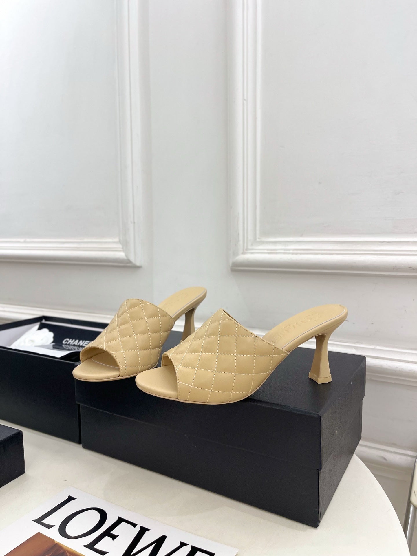 Chanel Women's Diamond-patterned Slippers 7.5cm C93346 - Euro 35=US 4 - View 3