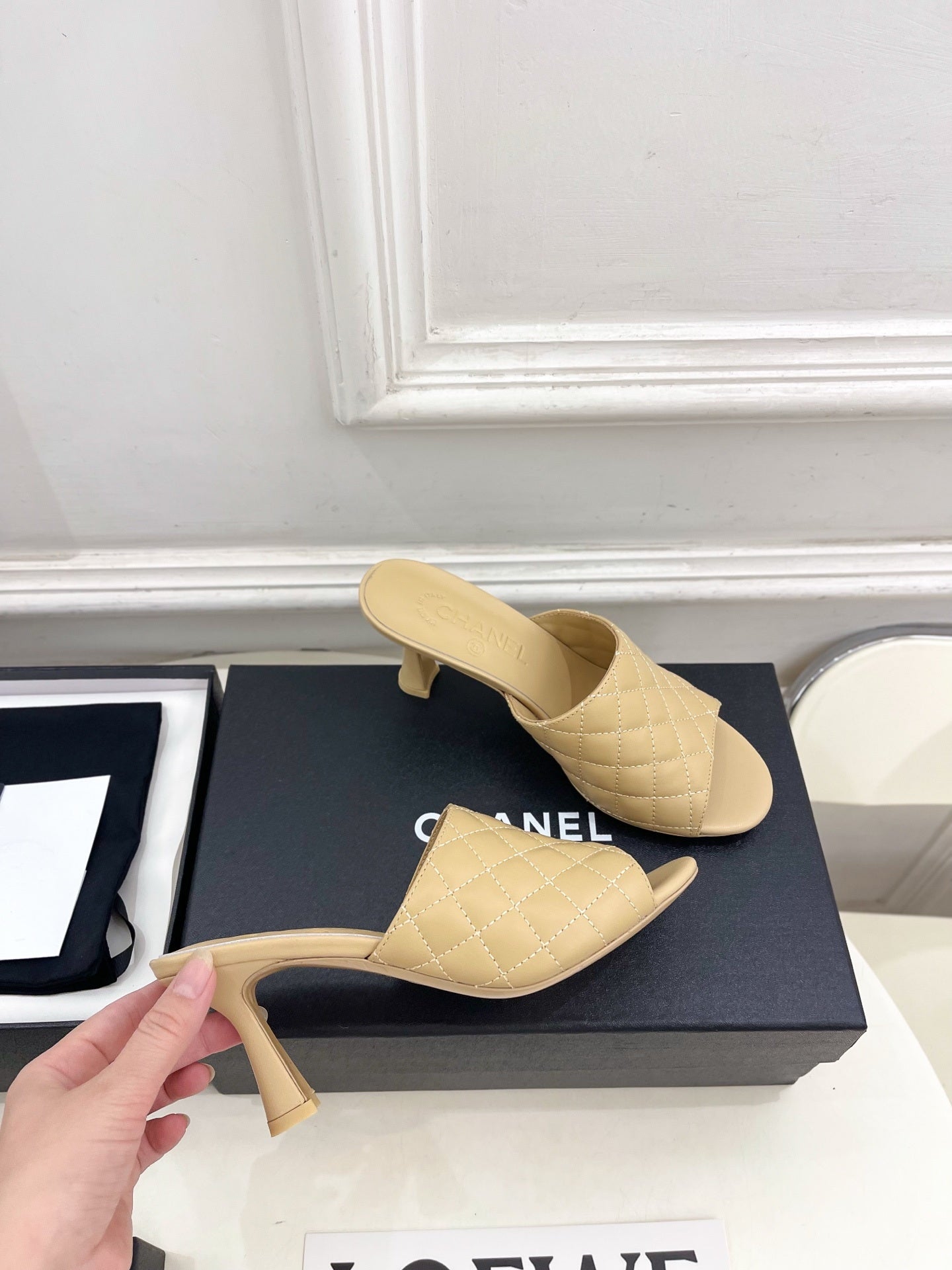Chanel Women's Diamond-patterned Slippers 7.5cm C93346 - Euro 35=US 4 - View 4