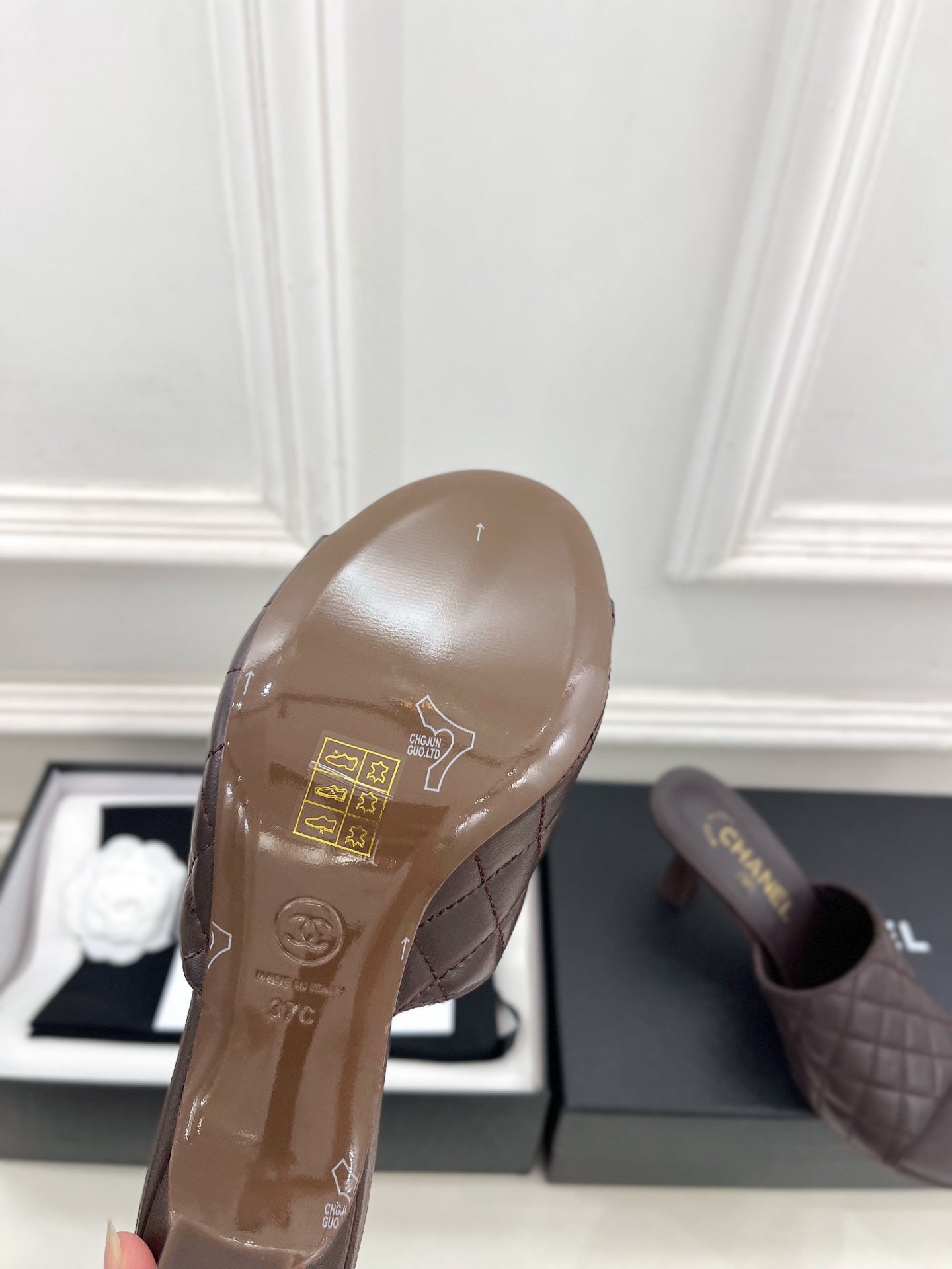 Chanel Women's Diamond-patterned Slippers 7.5cm C93347 - Euro 35=US 4 - View 9