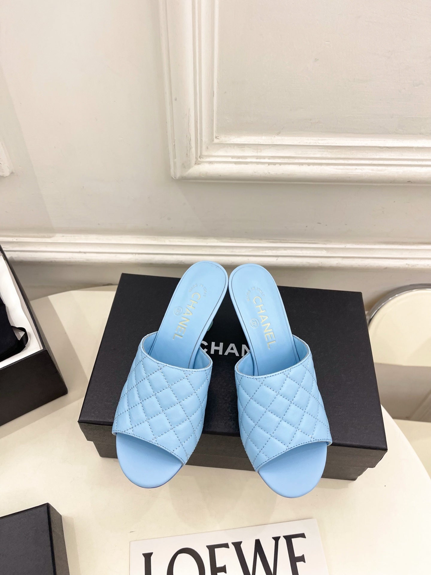 Chanel Women's Diamond-patterned Slippers 7.5cm C93349 - Euro 35=US 4 - View 1