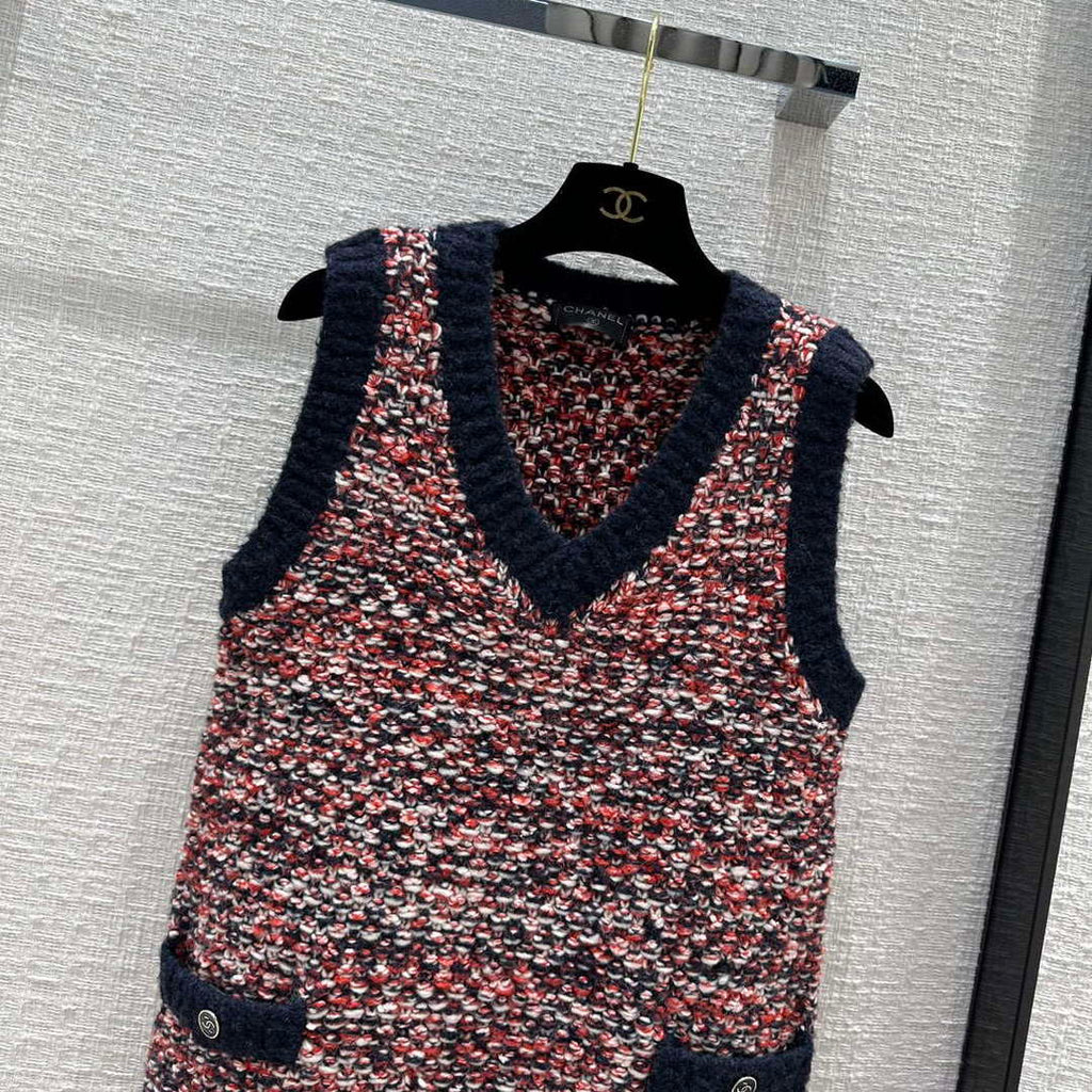 Chanel Women's Fashion Clothing Knitted Sleeveless Dress C58807