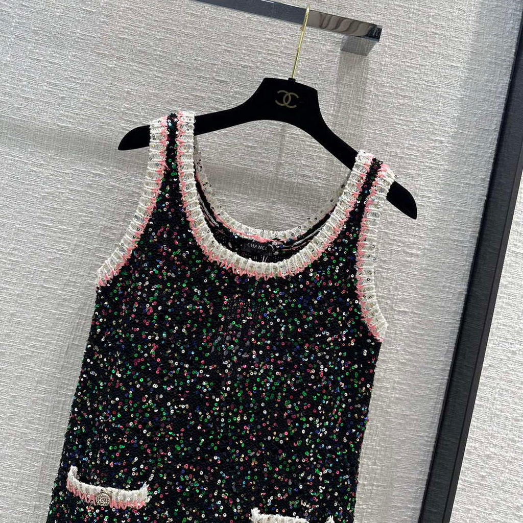 Chanel Women's Fashion Clothing Knitted Sleeveless Dress C58808