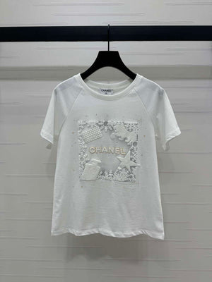 Chanel Women's Fashion Cotton T-shirt C81025 - white / S - View 11
