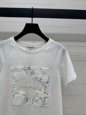 Chanel Women's Fashion Cotton T-shirt C81025 - white / S - View 12