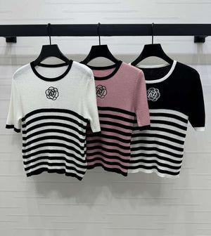Chanel Women's Fashion Knitted T-shirt C81021 - black / S - View 1