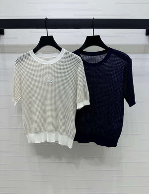 Chanel Women's Fashion Knitted T-shirt C81022 - black / S - View 1