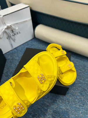 Chanel Women's fashion Knitwear Sandals G35932 Yellow - 34 - View 7