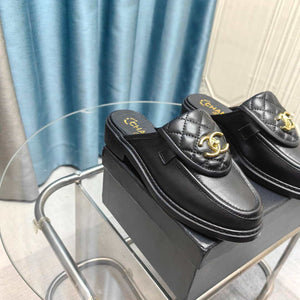 Chanel Women's G45474 Classic Flap Diamond Half Slipper Loafers Moccasins Lambskin C90411 - 35 - View 3