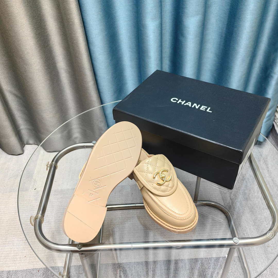 Chanel Women's G45474 Classic Flap Diamond Half Slipper Loafers Moccasins Lambskin C90413 - 35 - View 9