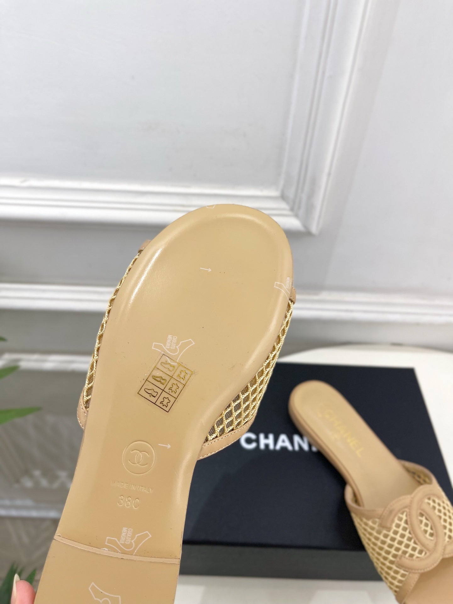 Chanel Women's Mesh Openwork Flat Slippers C93323 - Euro 35=US 4 - View 9