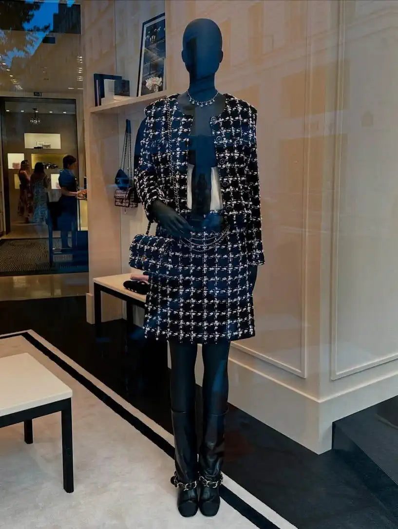 Chanel Women's Plaid denim long Clothing Coat C62301