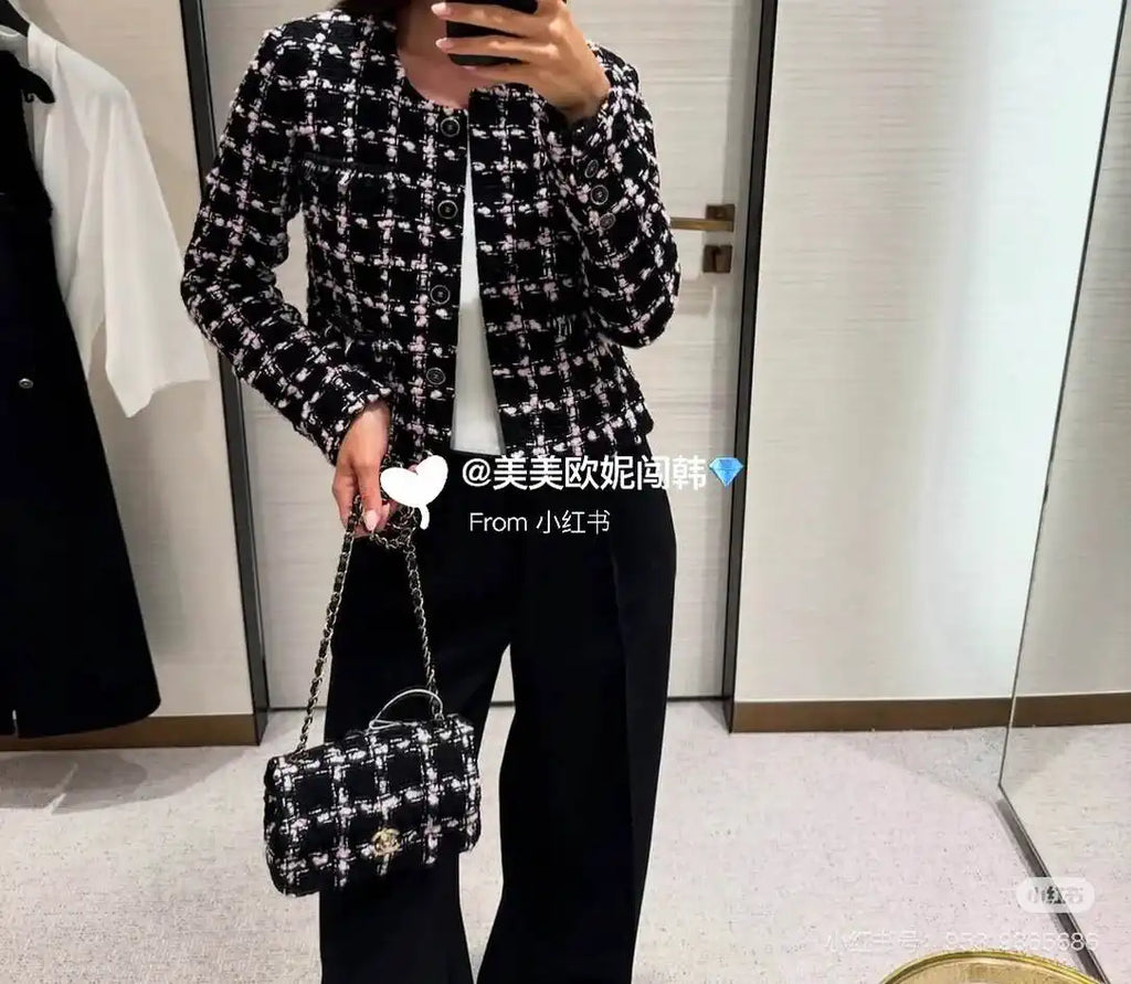 Chanel Women's Plaid nylon jacket + skirt set  Clothing Coat C62302