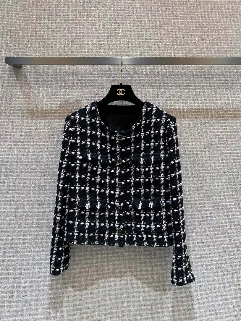 Chanel Women's Plaid nylon jacket + skirt set  Clothing Coat C62302