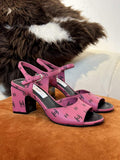 Chanel Women's Sandals G38969 Printed Lambskin Pink Black C90240