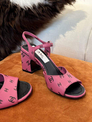 Chanel Women's Sandals G38969 Printed Lambskin Pink Black C90240 - 35 / 35mm - View 4