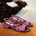 Chanel Women's Sandals G38969 Chanel Designer Heel 35mm C90240 Printed Lambskin Pink  Black - 35 - View 1