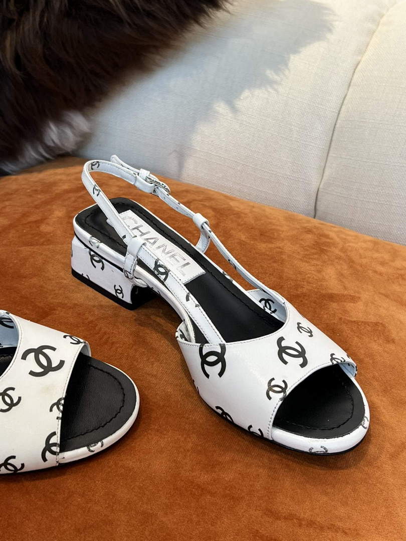 Chanel Women's Sandals Chanel Designer Heel 35mm C90240 White - 35 - View 5