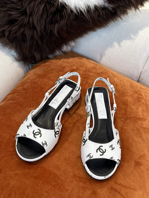 Chanel Women's Sandals Chanel Designer Heel 35mm C90240 White - 35 - View 4