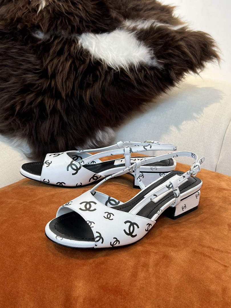 Chanel Women's Sandals Chanel Designer Heel 35mm C90240 White