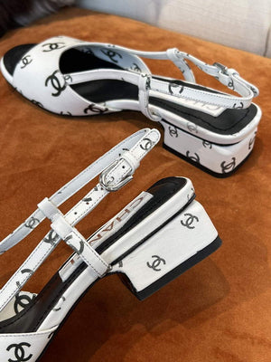 Chanel Women's Sandals Chanel Designer Heel 35mm C90240 White - 35 - View 2