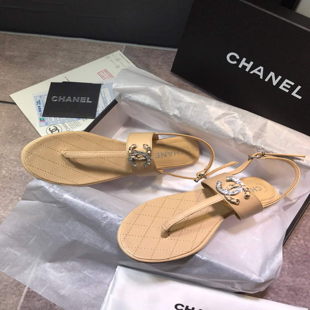 Chanel Women's Sandals Chanel Slippers Lambskin C90150