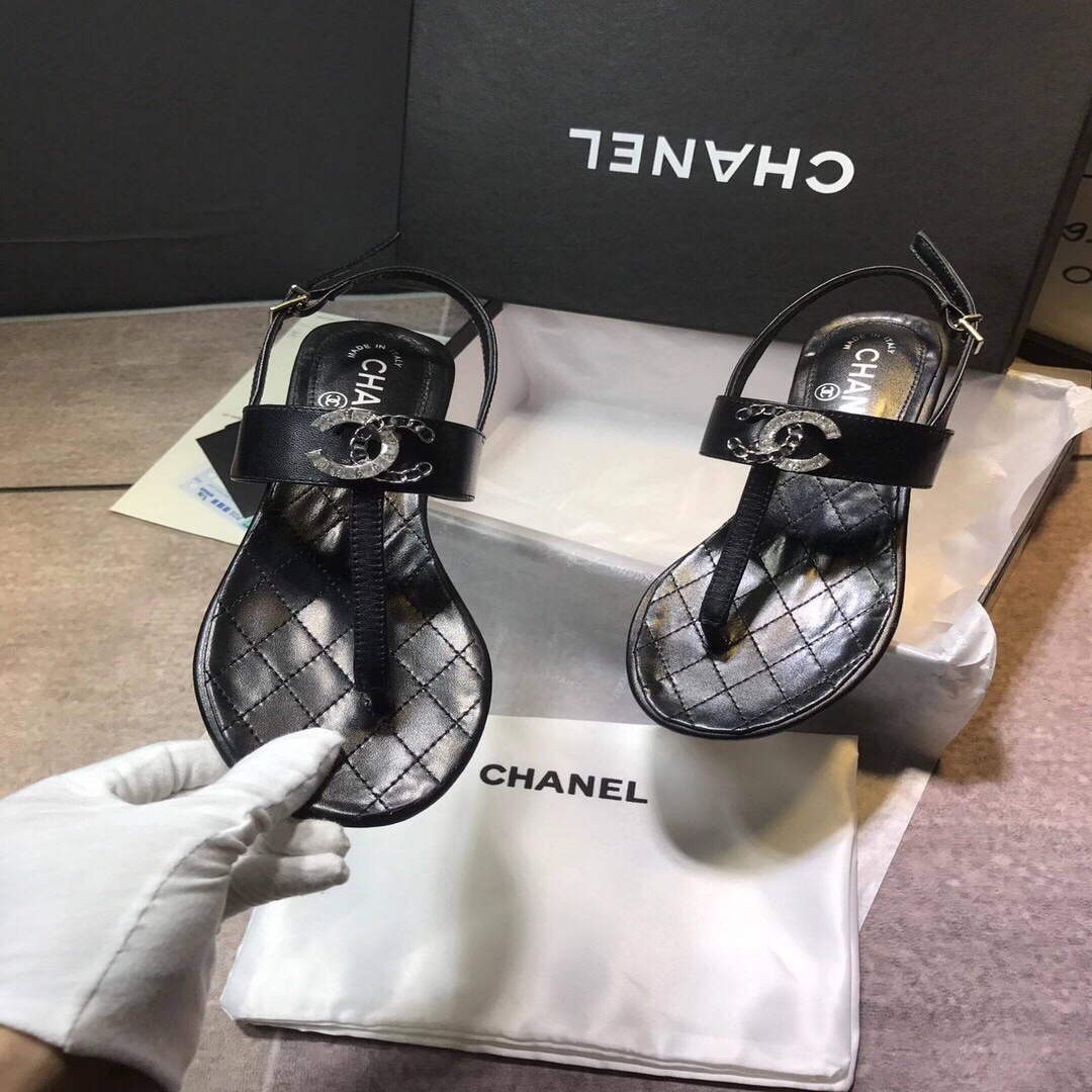 Chanel Women's Sandals Chanel Slippers Lambskin C90151