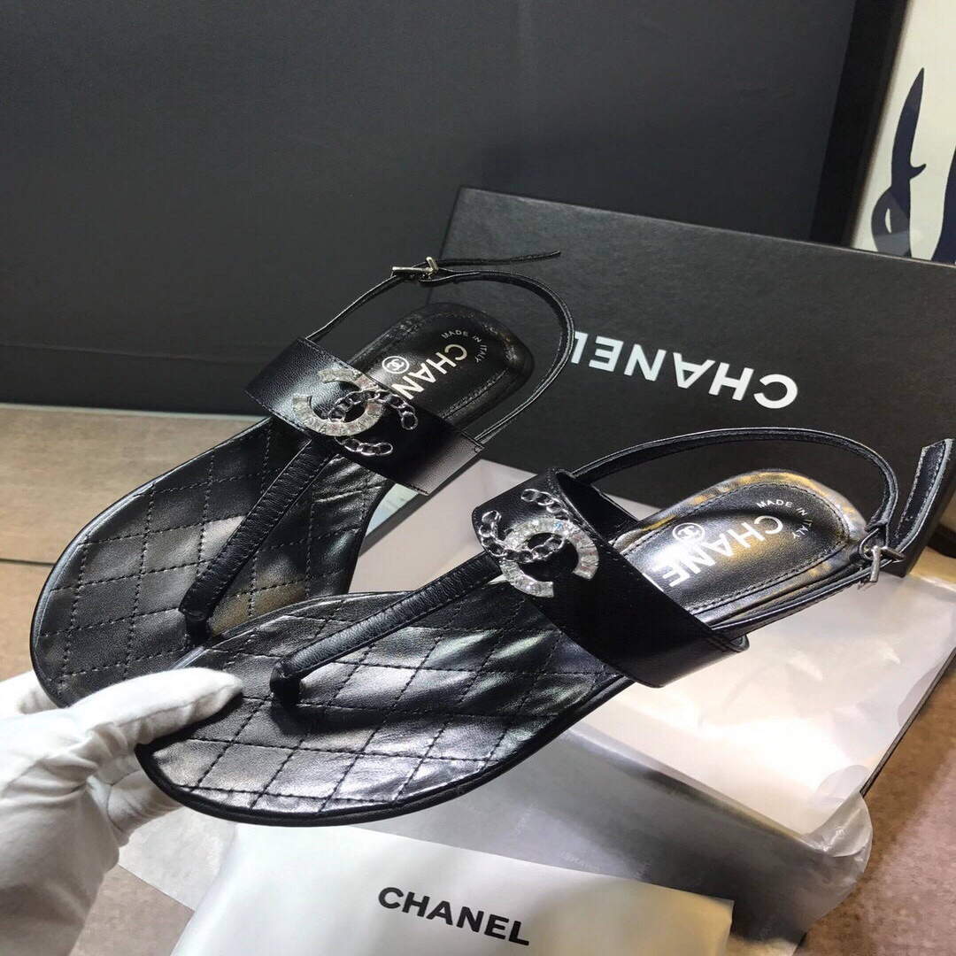 Chanel Women's Sandals Chanel Slippers Lambskin C90151