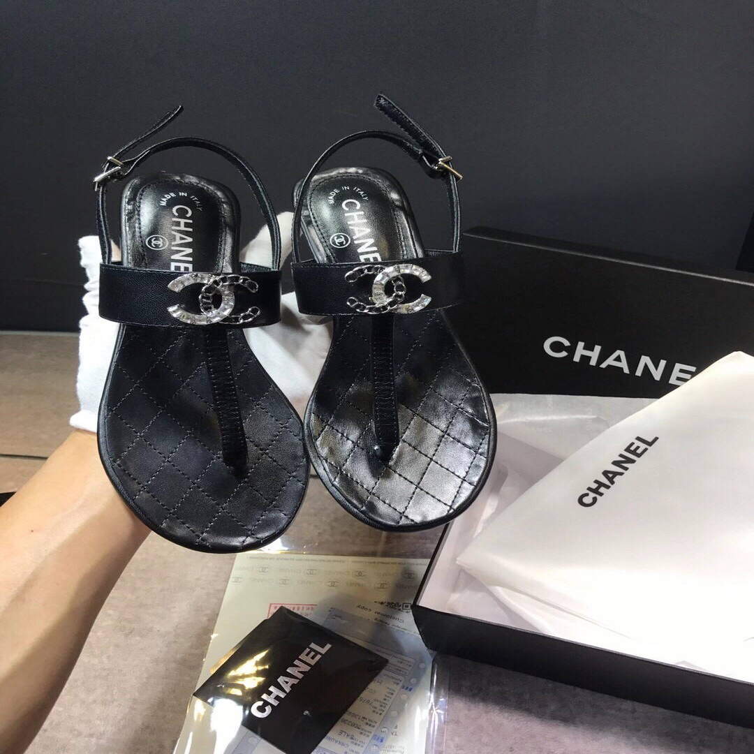 Chanel Women's Sandals Chanel Slippers Lambskin C90151