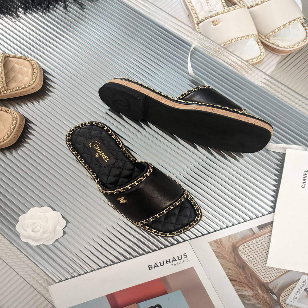 Chanel Women's Sandals Chanel Slippers Lambskin C90136