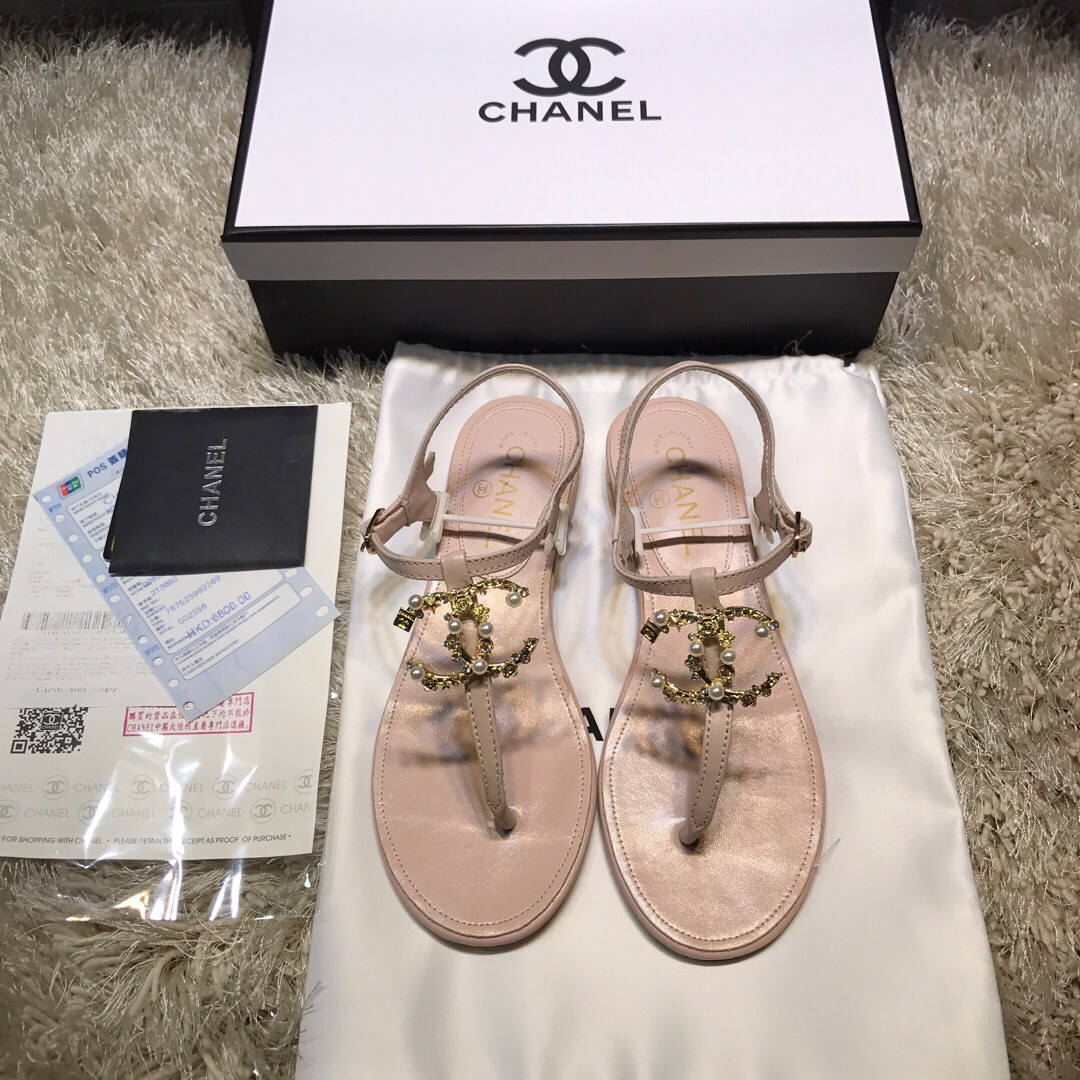 Chanel Women's Sandals Chanel Slippers Lambskin C90153