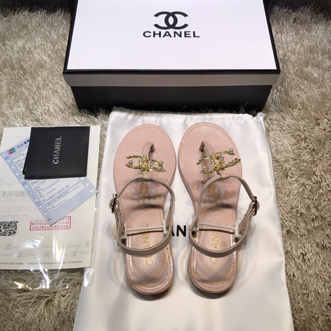 Chanel Women's Sandals Chanel Slippers Lambskin C90153