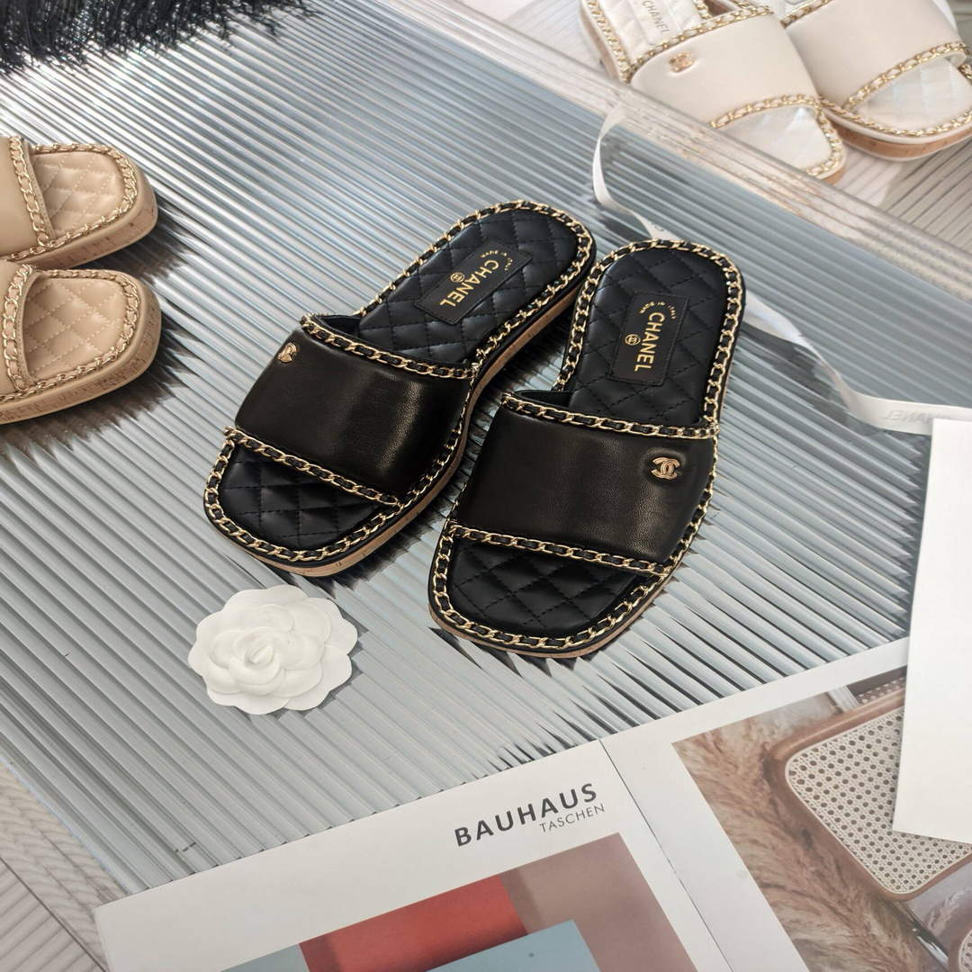 Chanel Women's Sandals Chanel Slippers Lambskin C90136