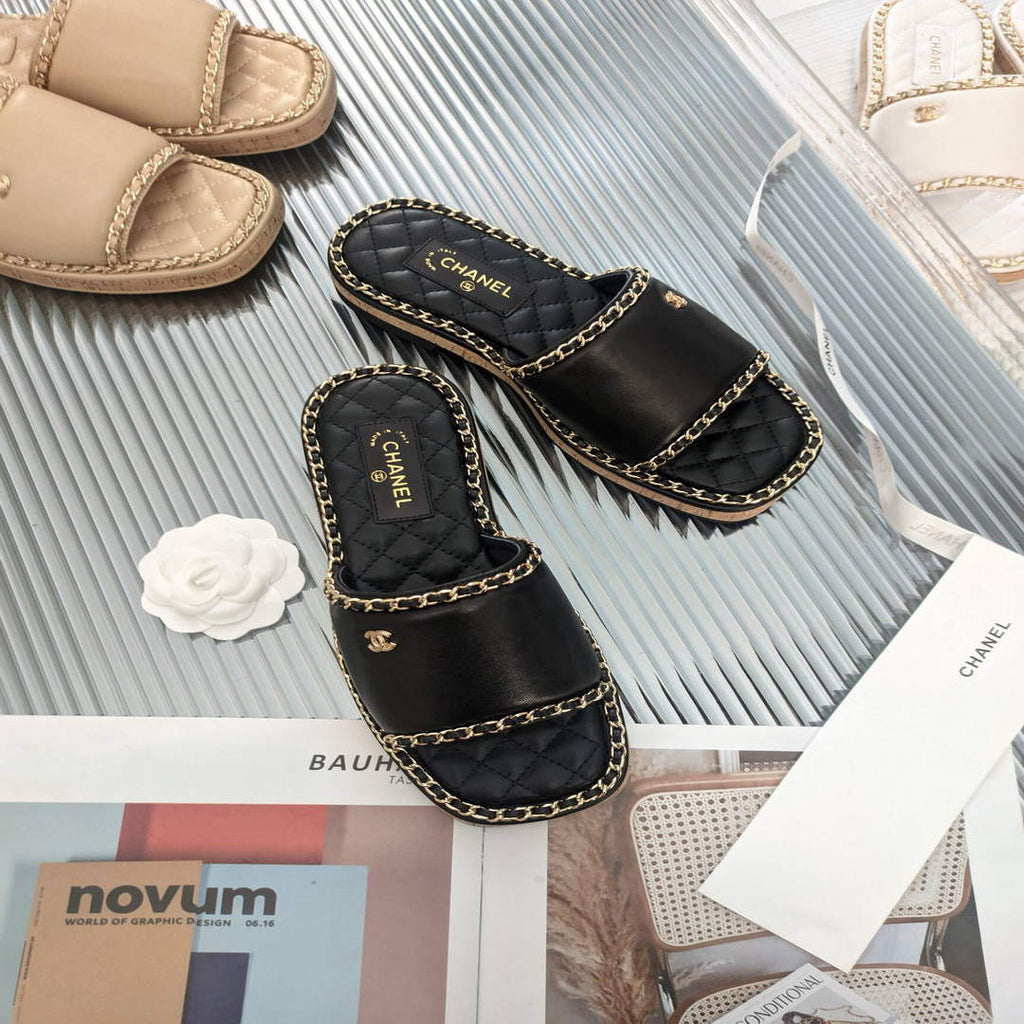 Chanel Women's Sandals Chanel Slippers Lambskin C90136