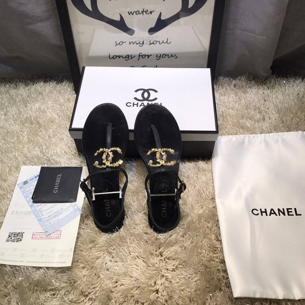Chanel Women's Sandals Chanel Slippers Lambskin C90155