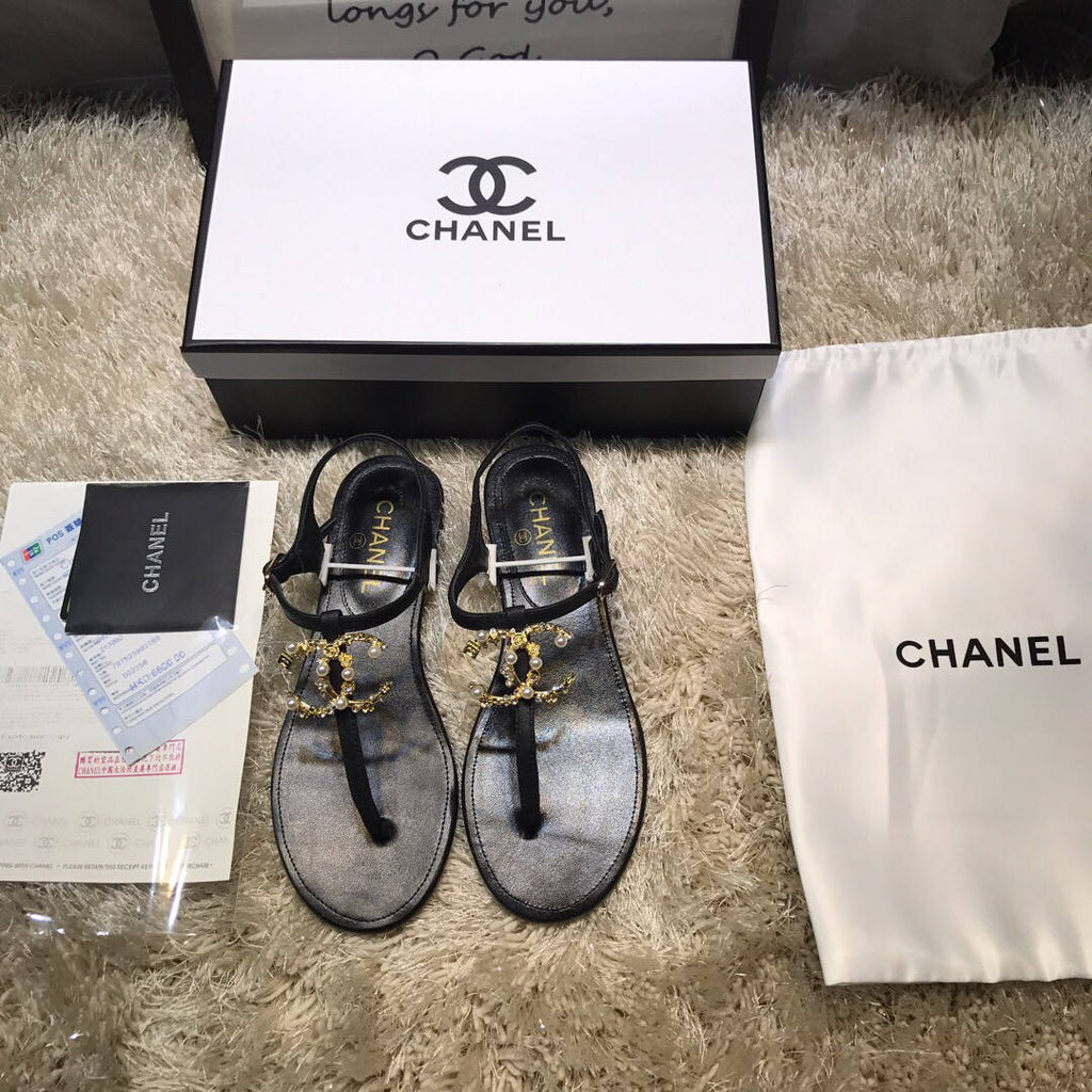 Chanel Women's Sandals Chanel Slippers Lambskin C90155