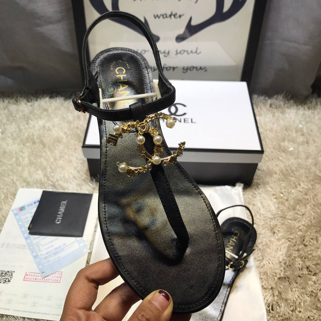 Chanel Women's Sandals Chanel Slippers Lambskin C90155