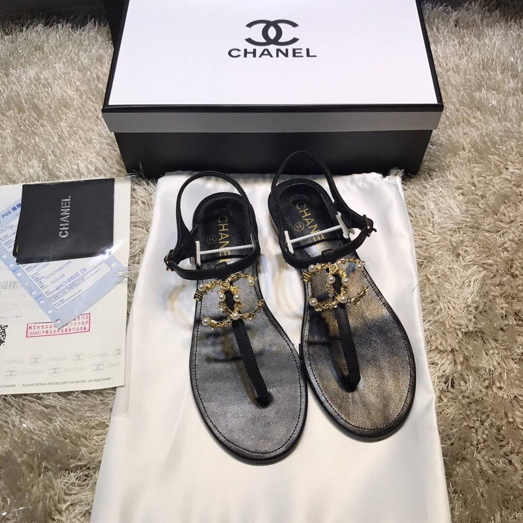Chanel Women's Sandals Chanel Slippers Lambskin C90155
