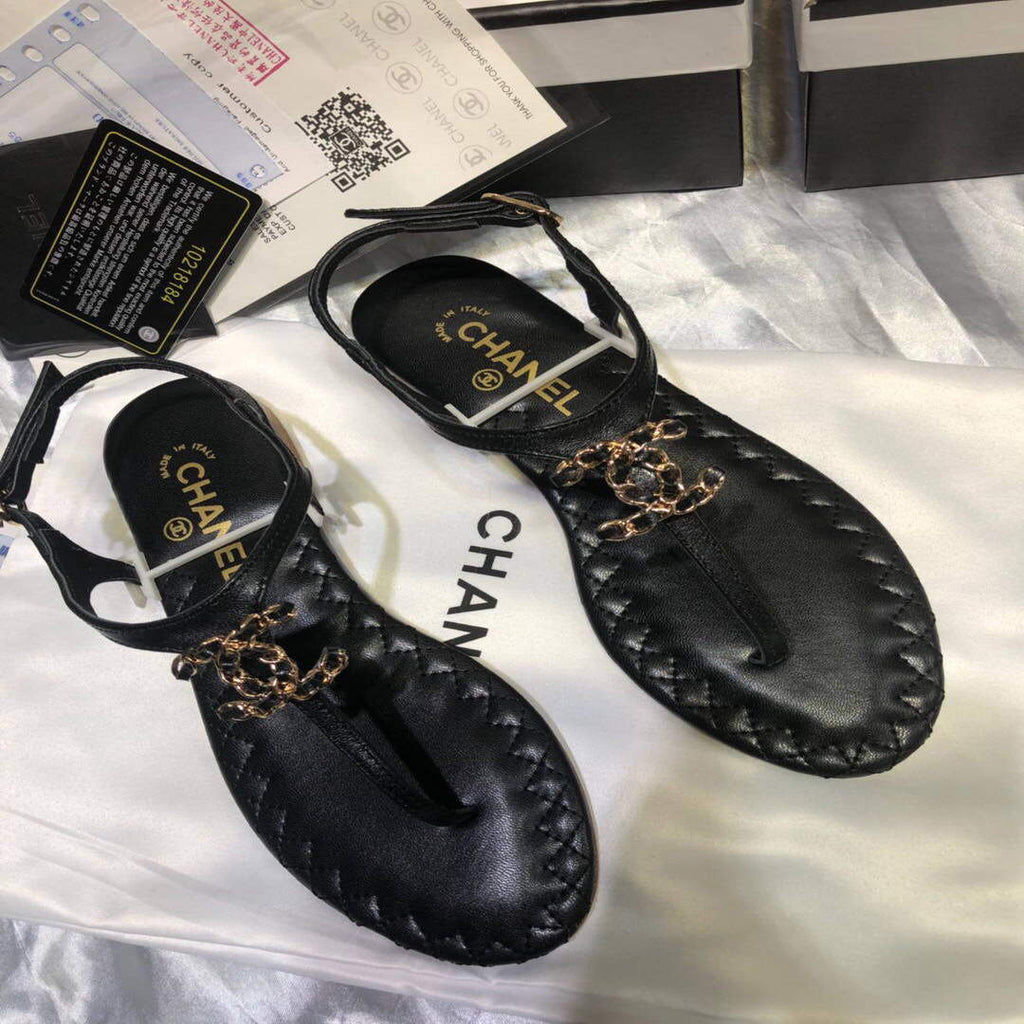 Chanel Women's Sandals Chanel Slippers Lambskin C90156