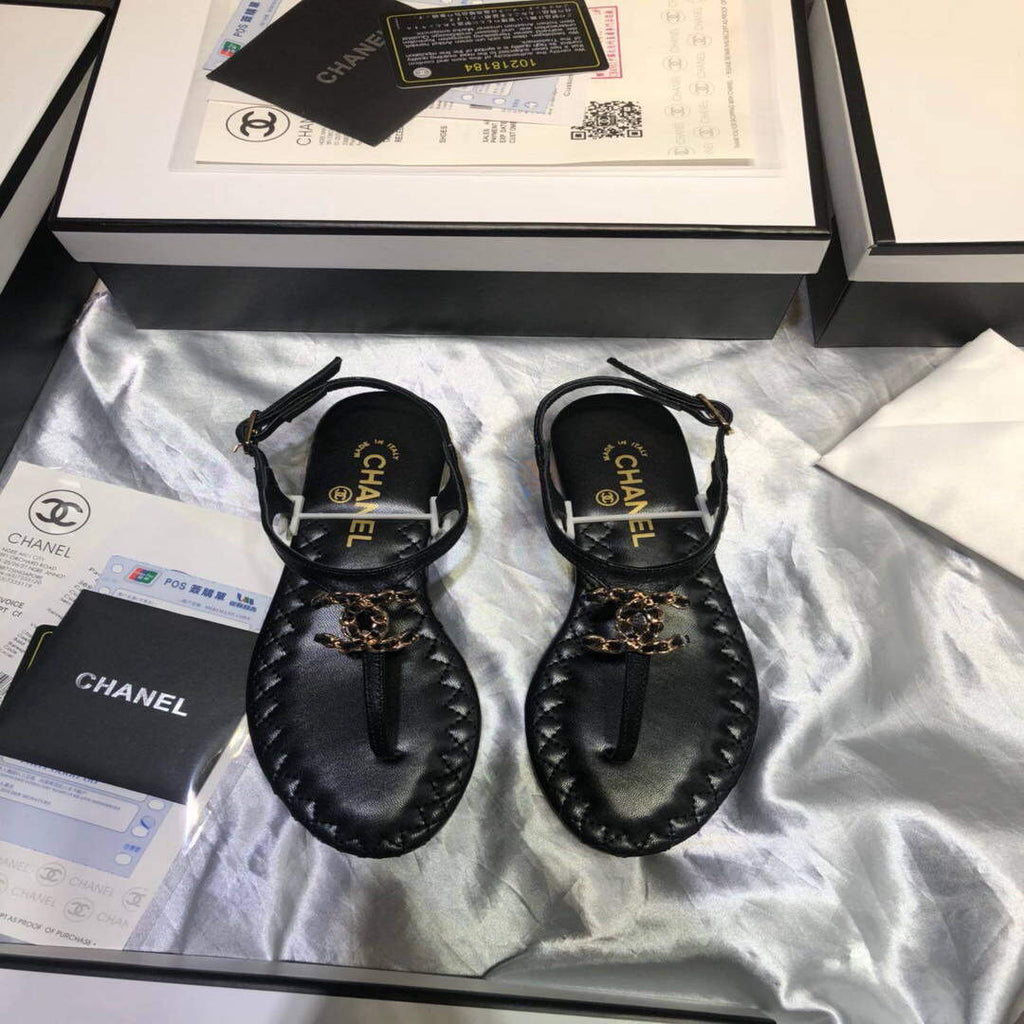 Chanel Women's Sandals Chanel Slippers Lambskin C90156