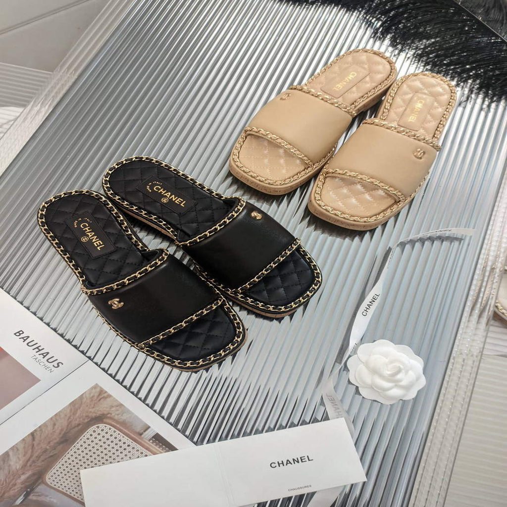 Chanel Women's Sandals Chanel Slippers Lambskin C90136
