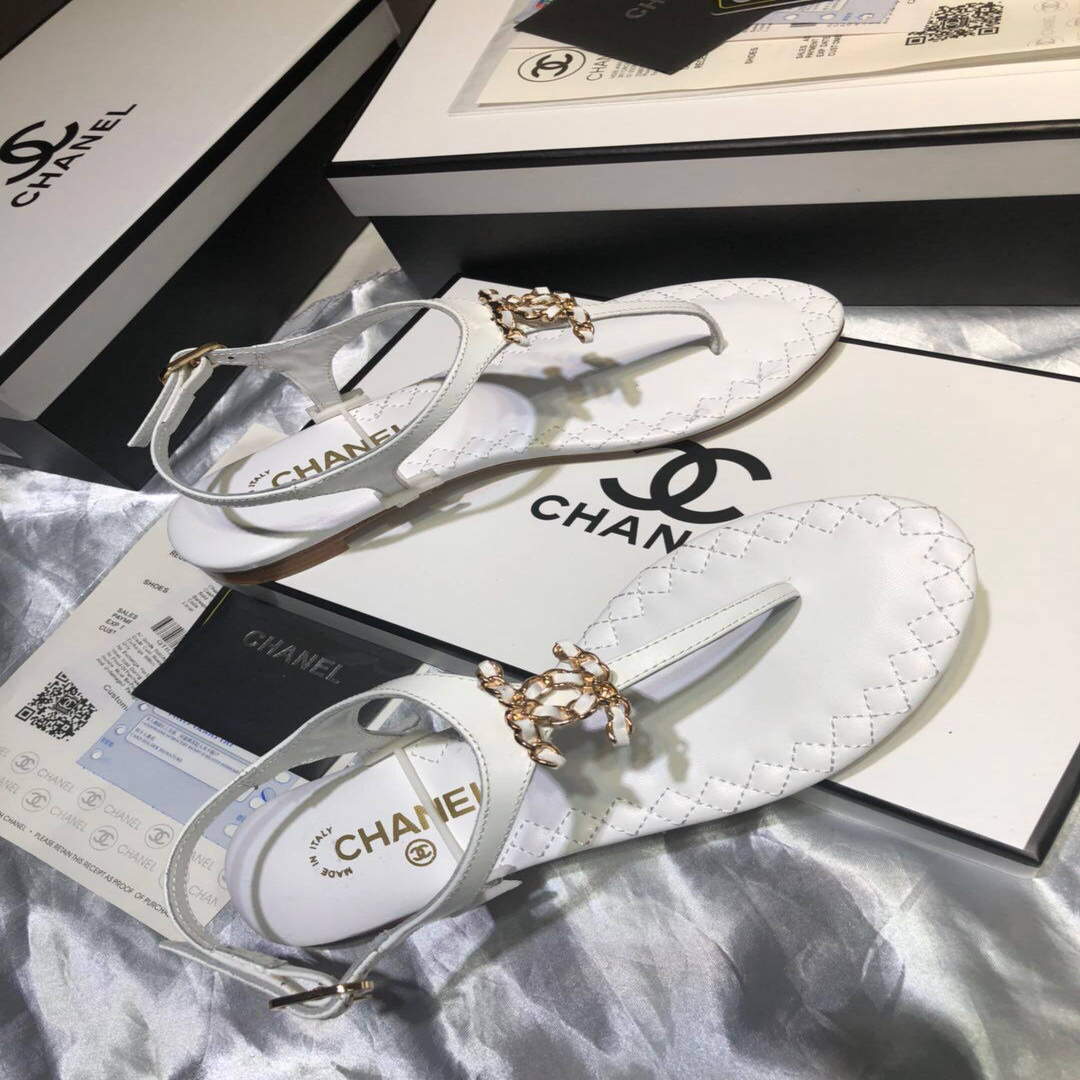 Chanel Women's Sandals Chanel Slippers Lambskin C90159