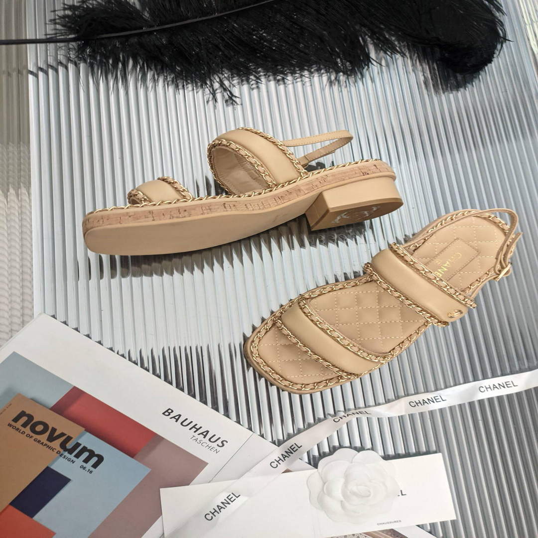 Chanel Women's Sandals Chanel Slippers Lambskin C90137