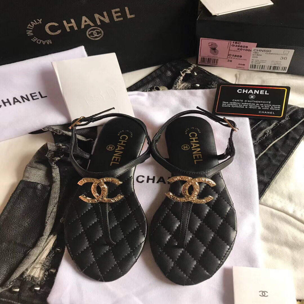 Chanel Women's Sandals Chanel Slippers Lambskin C90161